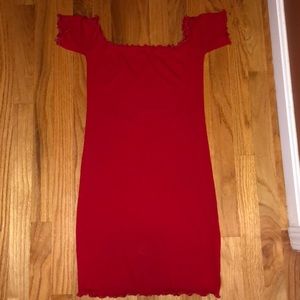 Red off the shoulder dress